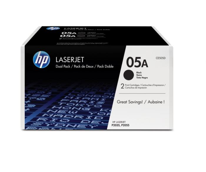 CE505AD (05A) - czarny, dwupak oryginalny toner HP, 2 x 2300 stron (HP laserjet P2035, P2035d, P2035dn, P2035n, P2035x, P2055, P2055d, P2030, P2055dn)