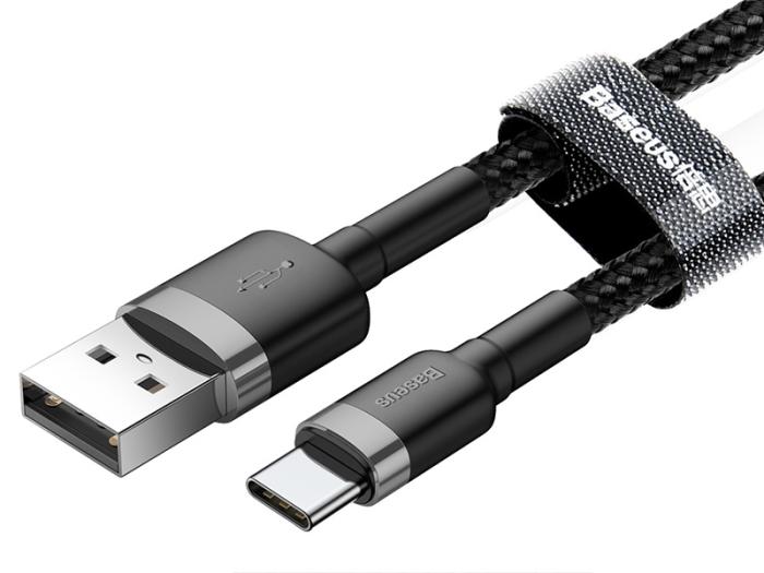 Baseus kabel szybkiego ładowania i transmisji (Fast Charge) USB-C (M) / USB (M) (0.5 m) (szaro-czarny) [CATKLF-AG1]