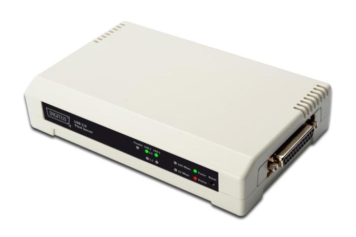 Digitus serwer wydruku (print server) 2xUSB 2.0, 1xLPT, 1xLAN 10/100Mbps [DN-13006-1]