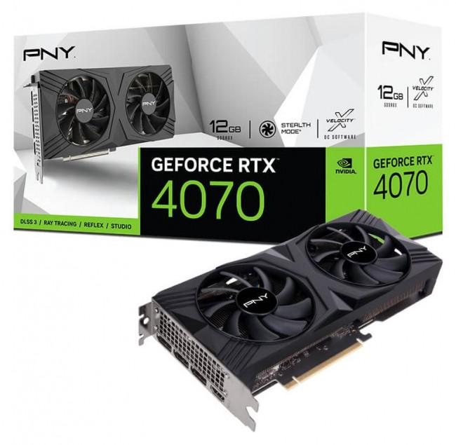 GeForce PCI-E RTX4070 PNY 12GB GDDR6X Verto Dual Fan [VCG407012DFXPB1] (1xHDMI 2.1a, 3xDP 1.4a) (192-bit, PCI-E 4.0)