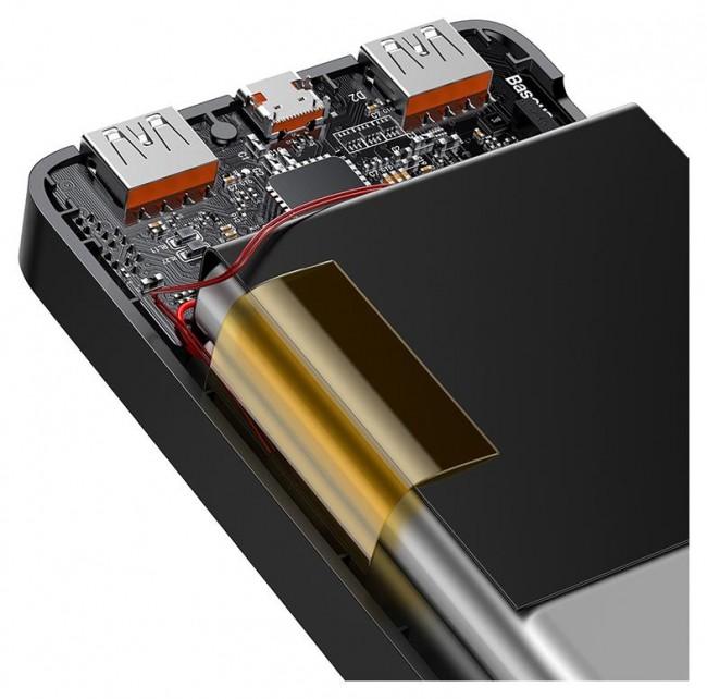 Power Bank Baseus 30000mAh 20W 2xUSB-A + 1xUSB-C (PD) 1xmicroUSB Quick Charge 3.0 LED (czarny) [PPDML-N02]