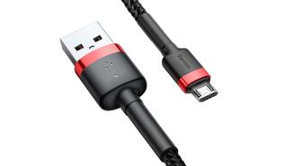 Baseus kabel szybkiego ładowania i transmisji (Quick Charge 3.0 2.4A) USB micro (M) / USB (M) (1.0 m) (czarno-czerwony) [CAMKLF-B91]