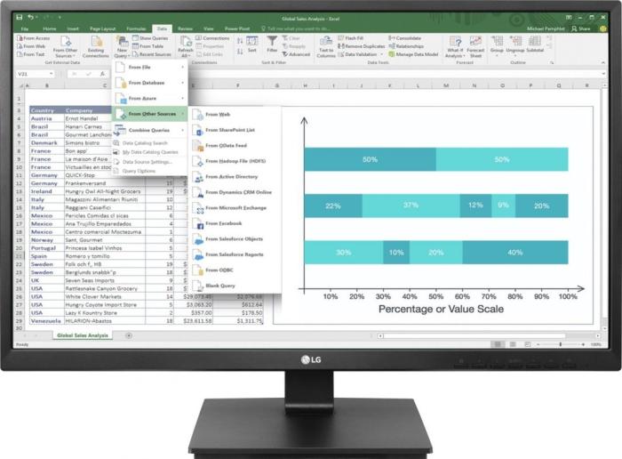 24’’ LG 24BK55YP-B (IPS LED, 1920x1080, 250, 5ms, 75Hz) (DVI, HDMI, DP, Audio) vesa, głośniki, czarny