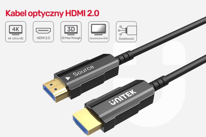 Unitek Kabel optyczny HDMI 2.0 AOC 4K 60Hz (10m) [C11072BK-10M]