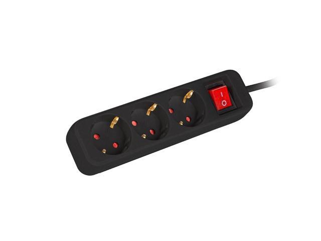 Lanberg PS1 Schuko (1.5m) czarny (3 gniazda z wyłącznikiem) [PS1-03F-0150-BK]