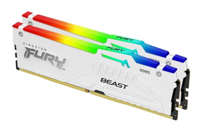 DDR5 32GB 5600 MHz Kingston Fury Beast White RGB XMP CL40 40-40-40 1.25V [KF556C40BWA-32]