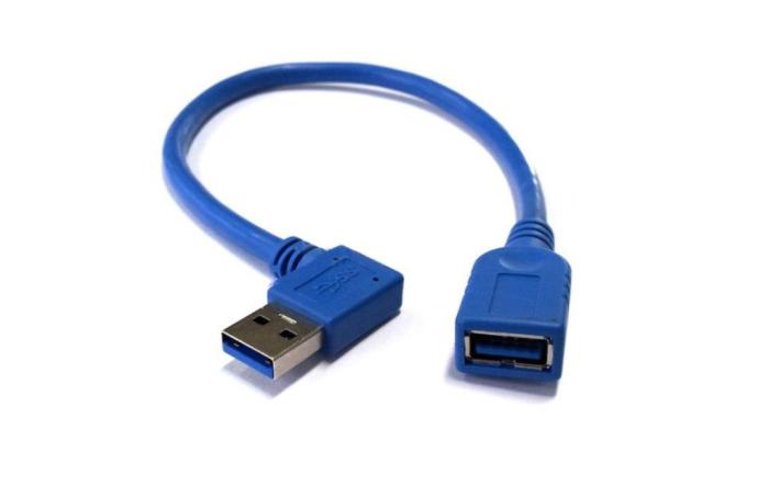 Przedłużacz kątowy 90 stopni kabla USB 3.0 AF/AM, lewy (0.3 m) [ZN0145]