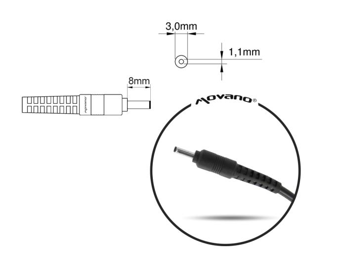 Wtyk z kablem do notebooków Samsung, Asus itp. wtyczka 3.0x1.1mm [DC-ACE19342C]