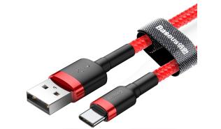 Baseus kabel szybkiego ładowania i transmisji (Fast Charge) USB-C (M) / USB (M) (1.0 m) (czerwony) [CATKLF-B09]