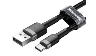 Baseus kabel szybkiego ładowania i transmisji (Fast Charge) USB-C (M) / USB-A (M) (0.5 m) (szaro-czarny) [CATKLF-AG1]