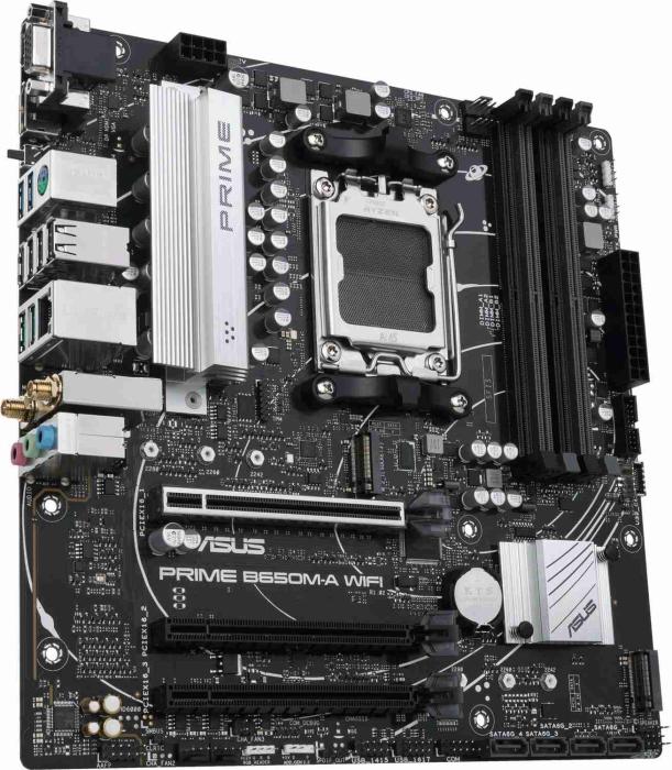 Asus PRIME B650M-A WIFI (AMD B650) [AM5, 4xDDR5 do 5600MHz, (VGA, HDMI 2.1, DP 1.4) (2xM.2, 1xPCIe 4.0 x16, 2xPCIe 4.0 x16 (x1)), WiFi 6, BT 5.2, micro ATX]
