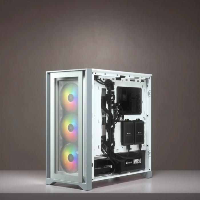 Corsair iCUE 4000X RGB TG Mid Tower (biały) (szkło hartowane) (1x USB 3.0, 1x USB-C 3.1) [CC-9011205-WW]