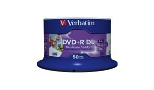 DVD+R Verbatim Dual Layer 8.5GB x8 Spindle*50 Wide Inkjet Printable [43703]