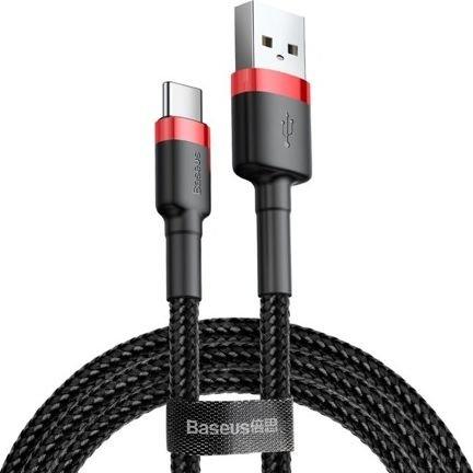 Baseus kabel szybkiego ładowania i transmisji (Fast Charge) USB-C (M) / USB (M) (3.0 m) (czarno-czerwony) [CATKLF-U91]